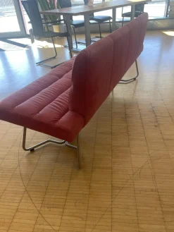Bacher Bänke|Bank Aiden Soft 0211B86A Leder Luna L7 4862 Granata Rot Kufengestell Edelstahl