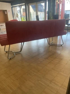 Bacher Bänke|Bank Aiden Soft 0211B86A Leder Luna L7 4862 Granata Rot Kufengestell Edelstahl