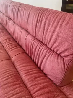 Bacher Bänke|Bank Aiden Soft 0211B86A Leder Luna L7 4862 Granata Rot Kufengestell Edelstahl