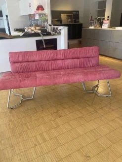 Bacher Bänke|Bank Aiden Soft 0211B86A Leder Luna L7 4862 Granata Rot Kufengestell Edelstahl