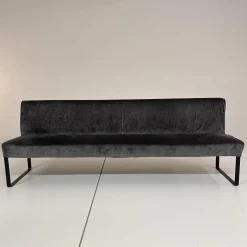 Werther Bänke|Bank Byblos Bezug Stoff U3052K Dark Grey Dunkelgrau Kufen Schwarz Lackiert