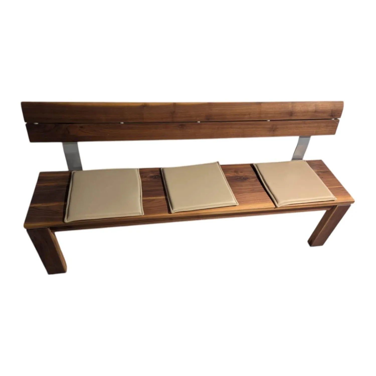 Wimmer Bänke|Bank Caris Amerikanischer Nussbaum Massiv Mit 3 Kissen Wildanalinleder Capuccino