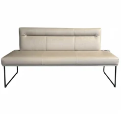 Haas Bänke|Bank Columbo Leder Rancho 1805 Fango Beige Metallgestell Rundrohr Schwarz Lackiert