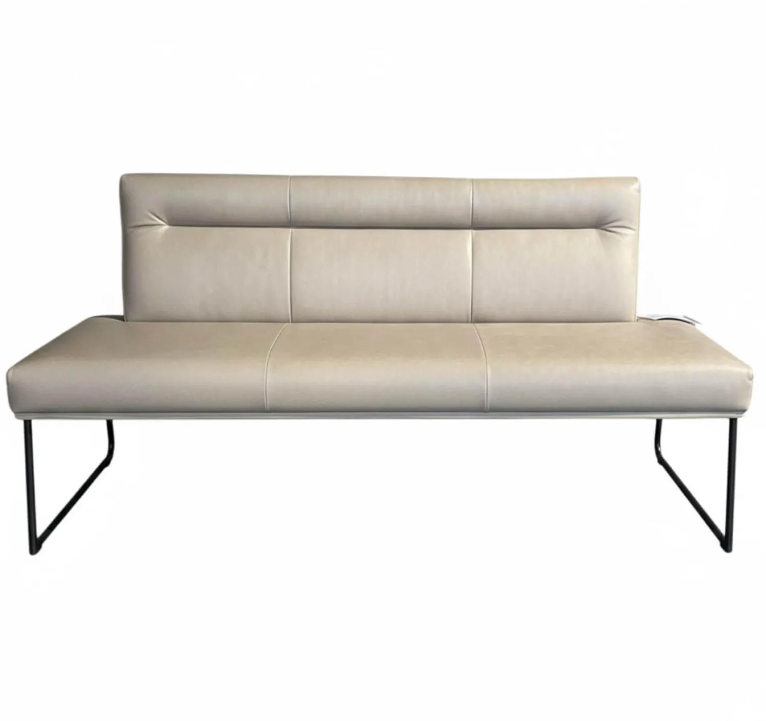 Haas Bänke|Bank Columbo Leder Rancho 1805 Fango Beige Metallgestell Rundrohr Schwarz Lackiert