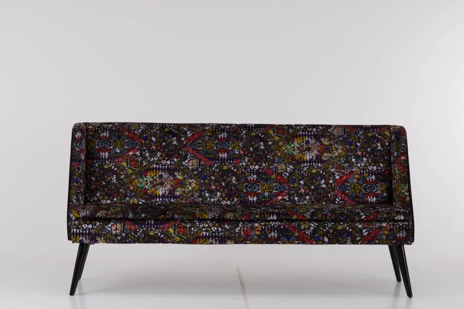 Werther Bänke|Bank Hygge Innen Stoff Talisman FCL 7014 01 Arlequin Schwarz Rot Gelb Außen Stoff U3660J Schwarz Gestell Holz Schwarz