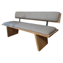 Venjakob Bänke|Bank Impuls P6 Oxford Uni Beige Grau Gestell Wildeiche Hell Geölt Bügel Metall Anthrazit Matt