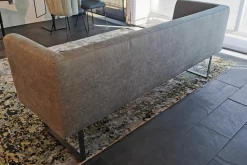 Cramer Polstermanufaktur Bänke|Bank Lena Stoff Webstoff mit Lederlook Pewter Graubraun Gestell Grau Pulverbeschichtet