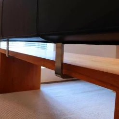 Schulte Design Bänke|Bank Massivholz Eiche mit Rückenlehne Leder Schwarz