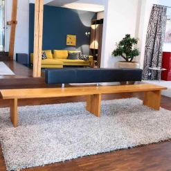 Schulte Design Bänke|Bank Massivholz Eiche mit Rückenlehne Leder Schwarz