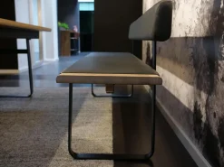 Team 7 Bänke|Bank Nox Eiche Naturöl Bezug Leder 70241 Anthrazit Metallkufe Schwarz