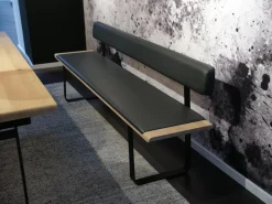 Team 7 Bänke|Bank Nox Eiche Naturöl Bezug Leder 70241 Anthrazit Metallkufe Schwarz