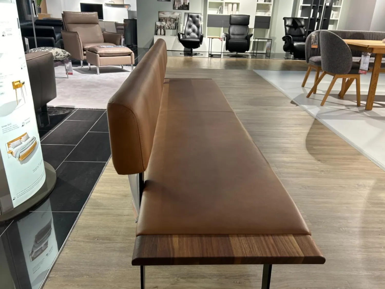 Team 7 Bänke|Bank Nox Leder L1 Origon Sepia 41574 Braun Und Nussbaum Gestell Schwarz Matt