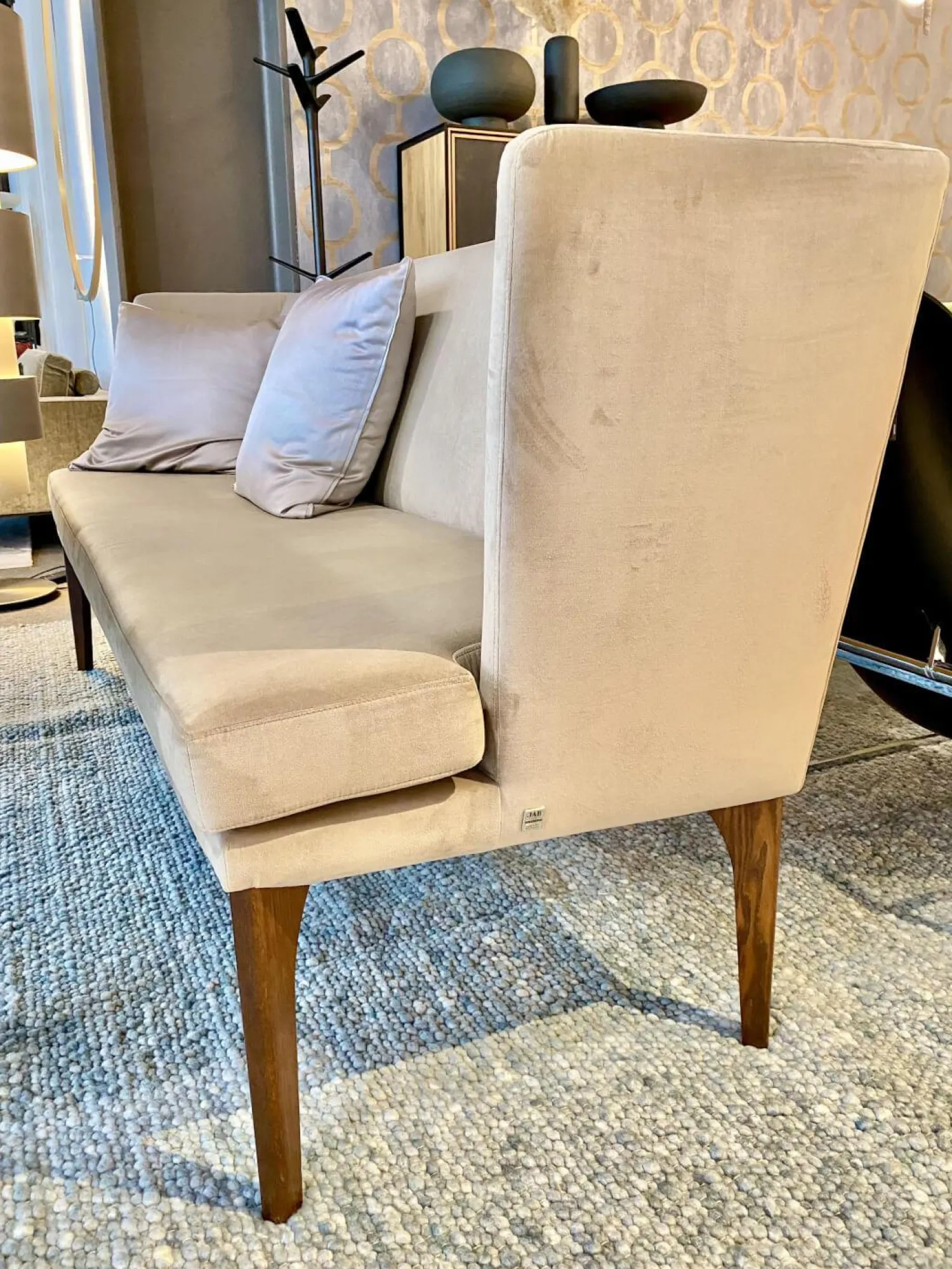 Jab Anstoetz Bänke|Bank Polo Dining Bezug Stoff JAB-1-6847-020 Lennox Beige Gestell Walnuss Natur Geölt