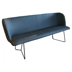 Contur Bänke|Bank Urbino Bezug Leder Toledo Whale Blau Grau Füße Stahl Pulverbeschichtet Schwarz