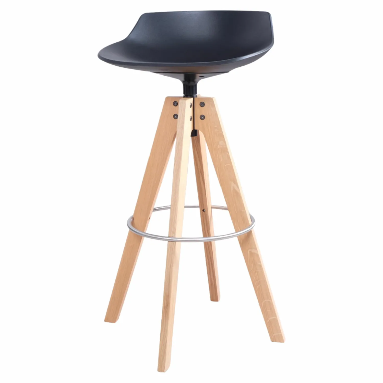 MDF Italia Barhocker & Barstühle|Barhocker Flow Stool Eiche Lackiert Matt Grafitgrau Gestell Eiche Natur