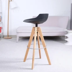 MDF Italia Barhocker & Barstühle|Barhocker Flow Stool Eiche Lackiert Matt Grafitgrau Gestell Eiche Natur