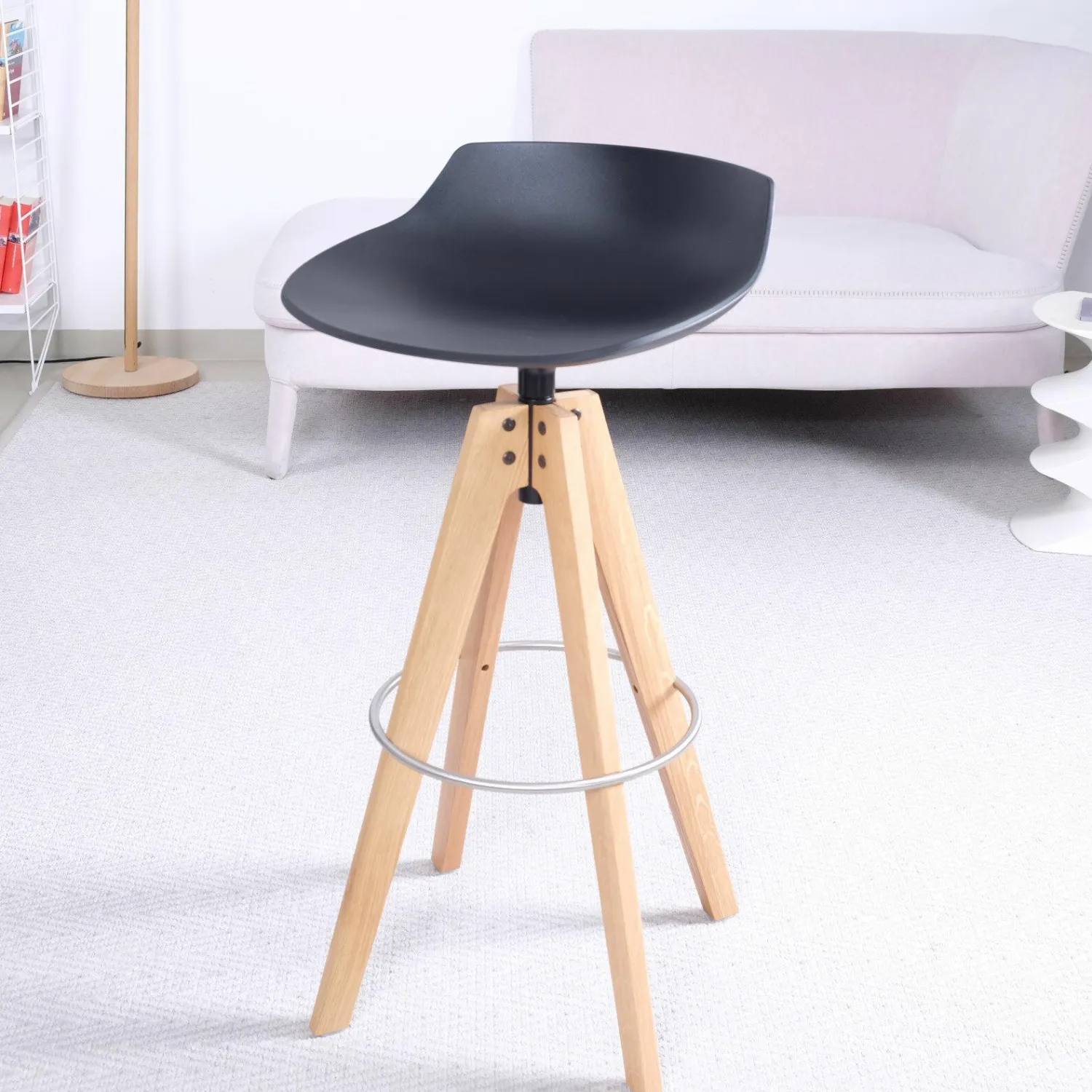 MDF Italia Barhocker & Barstühle|Barhocker Flow Stool Eiche Lackiert Matt Grafitgrau Gestell Eiche Natur