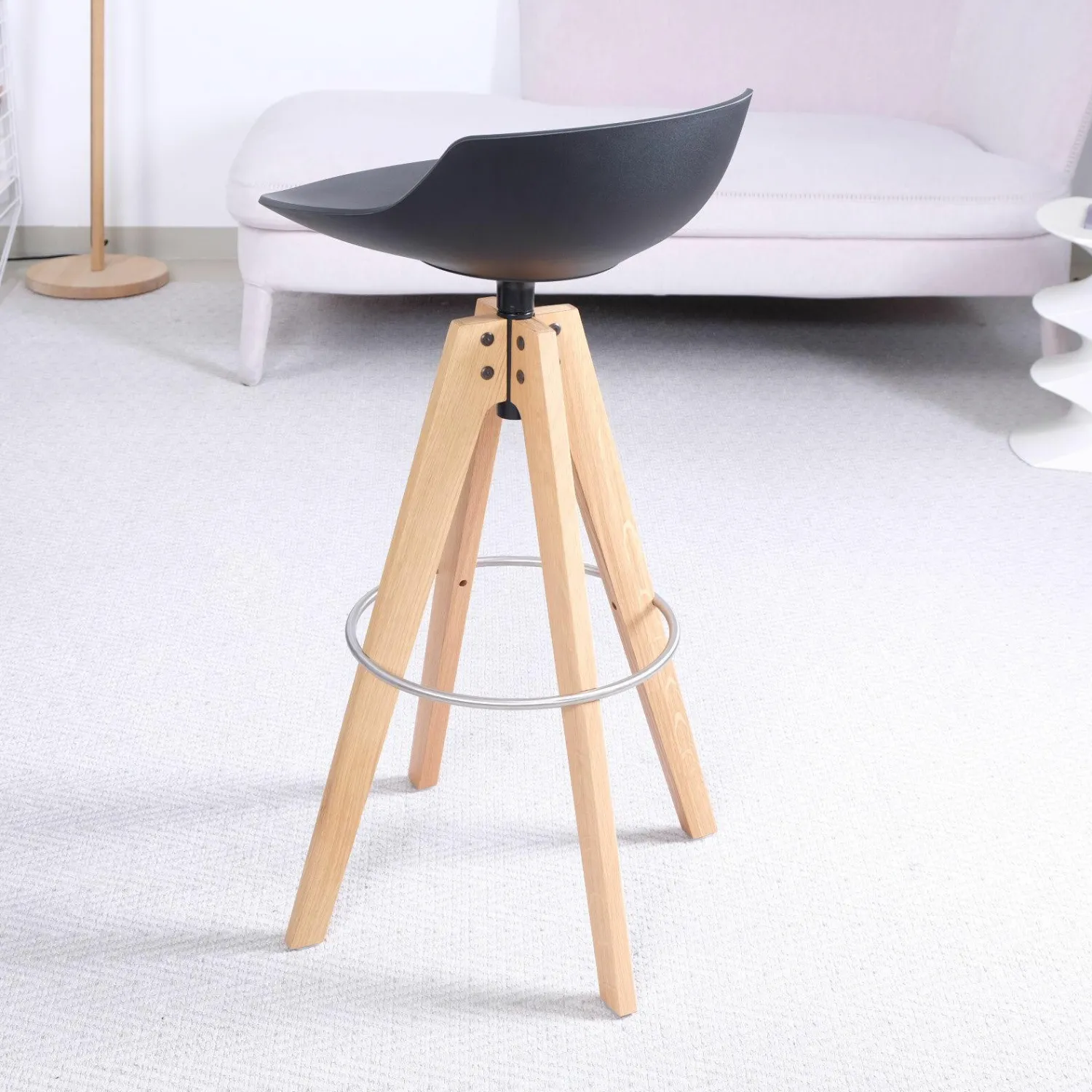 MDF Italia Barhocker & Barstühle|Barhocker Flow Stool Eiche Lackiert Matt Grafitgrau Gestell Eiche Natur