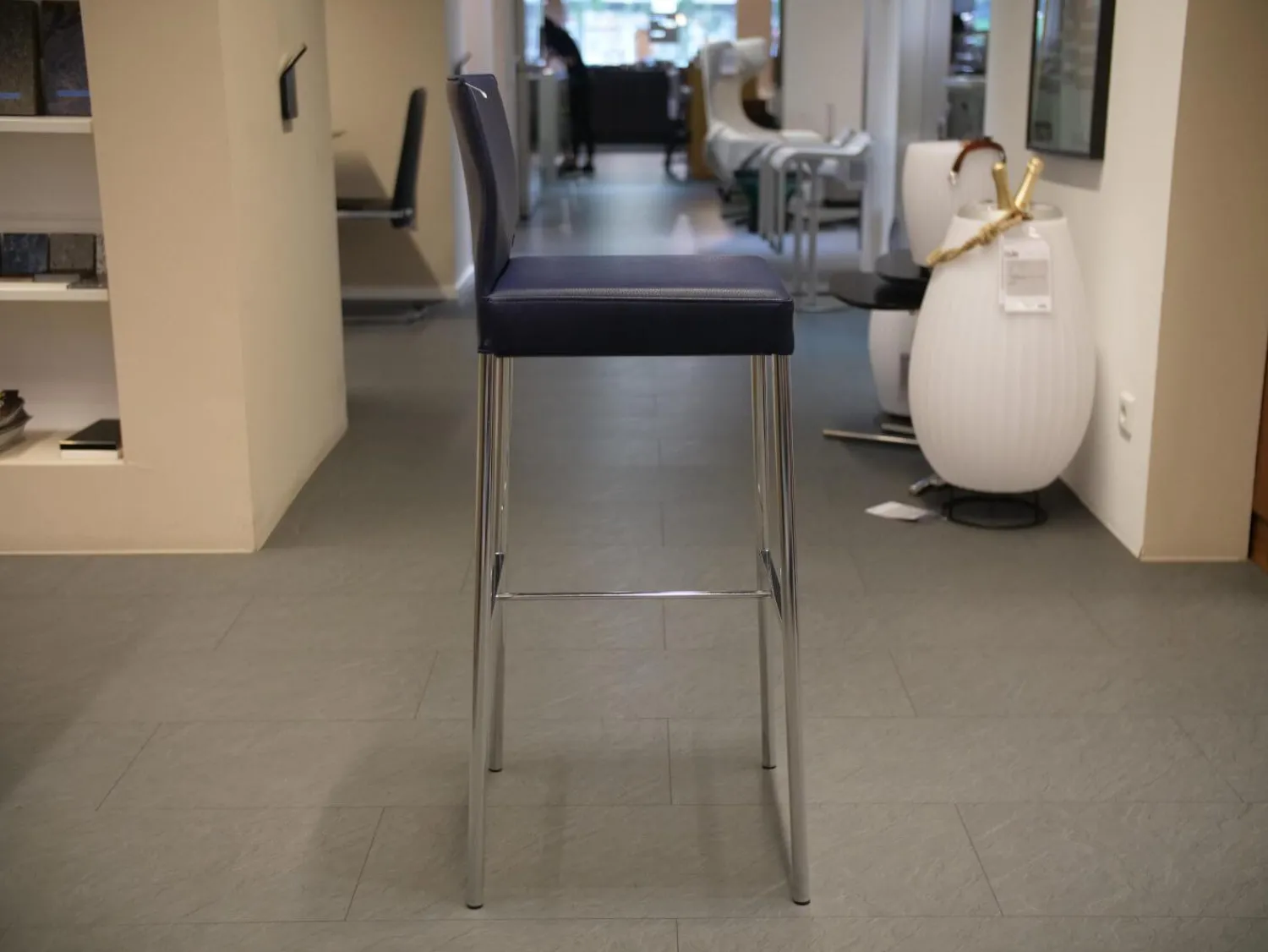 KFF Barhocker & Barstühle|Barhocker Glooh Kunstleder Skai Ocean 4-Fuß Rundrohr Verchromt