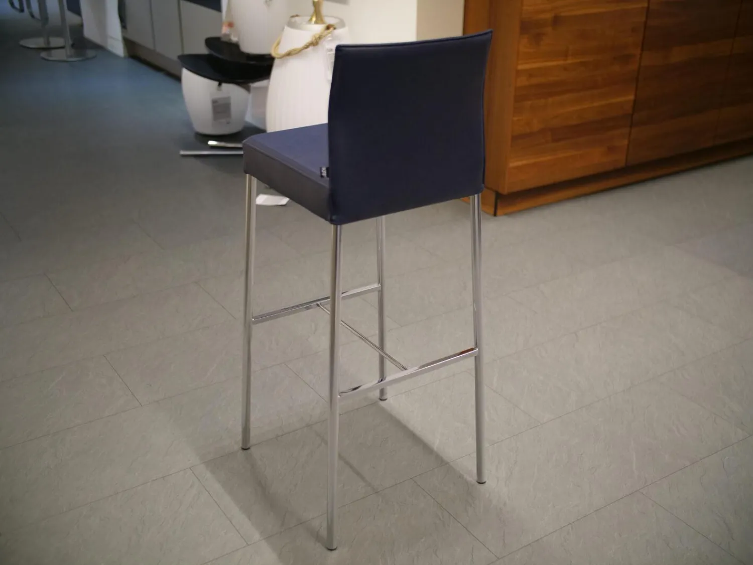 KFF Barhocker & Barstühle|Barhocker Glooh Kunstleder Skai Ocean 4-Fuß Rundrohr Verchromt