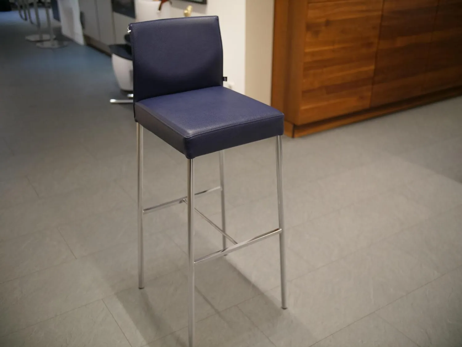 KFF Barhocker & Barstühle|Barhocker Glooh Kunstleder Skai Ocean 4-Fuß Rundrohr Verchromt