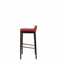 Jan Kurtz Barhocker & Barstühle|Barhocker Pasadena 80 Atom Weinrot 24 Leder Gestell Buche Wengefarben