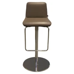 Rolf Benz Barhocker & Barstühle|Barhocker Sinus Leder 40.20 Schlamm Tellerfuß Verchromt