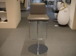 Rolf Benz Barhocker & Barstühle|Barhocker Sinus Leder 40.20 Schlamm Tellerfuß Verchromt