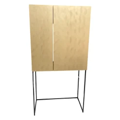 Contur Vitrinen & Highboards|Barschrank 3900 Glattlack Gold Sockelrahmen Schwarz Matt