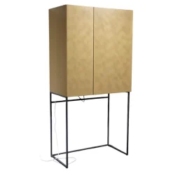 Sudbrock Vitrinen & Highboards|Barschrank Contur 3900 Lack 423 Gold Gebürstet Gestell Metall Anthrazit Schwarz