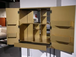 Sudbrock Vitrinen & Highboards|Barschrank Contur 3900 Lack 423 Gold Gebürstet Gestell Metall Anthrazit Schwarz