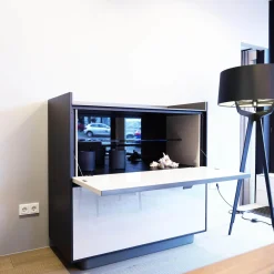 Minotti Kommoden & Sideboards|Barschrank Highboard Darren Farbe Sand Struktur Aschefurnier Korpus Aluminium Farbe Malz