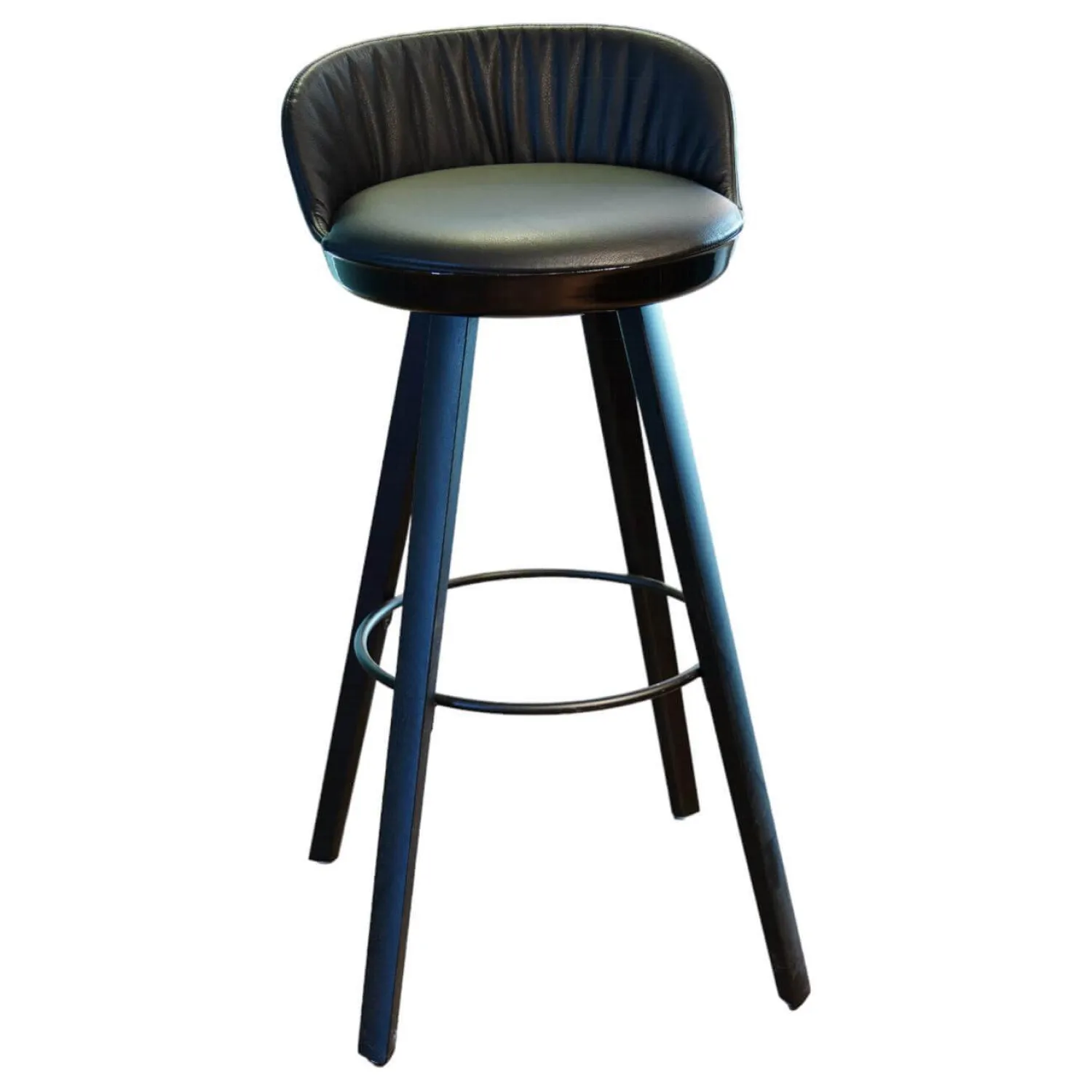 Freifrau Barhocker & Barstühle|Barstuhl Romy Variante Uni Bezug Leder Sahara Ebony 60009 Holzgestell Eiche Schwarz WD002