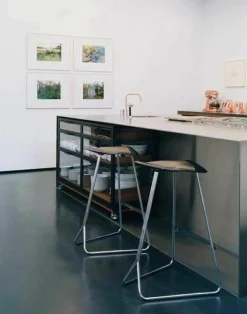 ClassiCon Barhocker & Barstühle|Barstuhl Triton Sitz Kernleder Schwarz Gestell Chrom