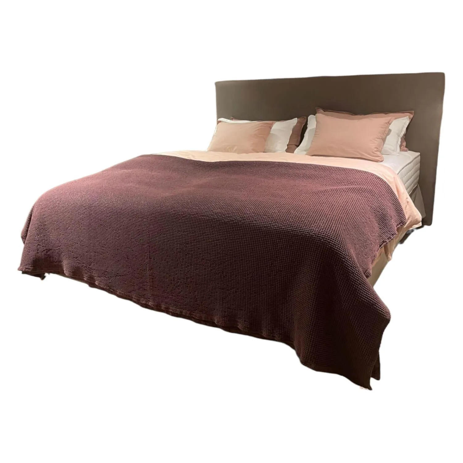 Schramm Boxspringbetten|Basis Bett Stoff Nils-470-liver Beige inkl. Schabracke Und Kopfteil Change Ohne Matratze