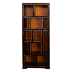 Miazzo Regale|Bücherregal Leonardo Kirsche Schwarz Lackiert Kanten Kirsche Hell