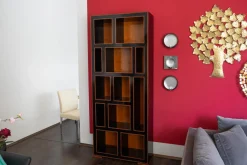 Miazzo Regale|Bücherregal Leonardo Kirsche Schwarz Lackiert Kanten Kirsche Hell