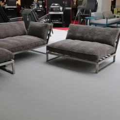 Marcel Design Loungemöbel|Becker Outdoor Lounge Gruppe Und Bank Bezug Cord Grau Gestell Edelstahl Handgebürstet