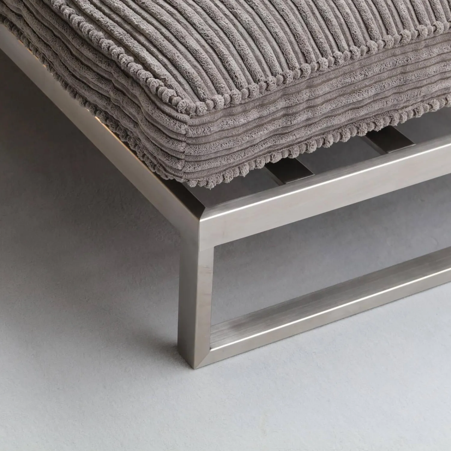 Marcel Design Loungemöbel|Becker Outdoor Lounge Gruppe Und Bank Bezug Cord Grau Gestell Edelstahl Handgebürstet