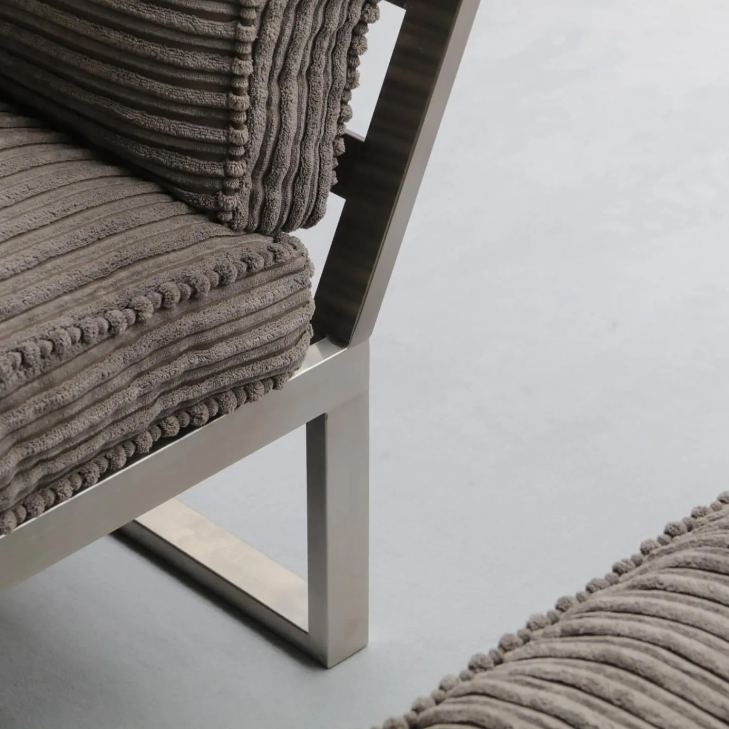 Marcel Design Loungemöbel|Becker Outdoor Lounge Gruppe Und Bank Bezug Cord Grau Gestell Edelstahl Handgebürstet