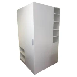 Wellemöbel Kleiderschränke|Begehbarer Eck-Kleiderschrank Modell ROOM X Reinweiß Kunststoff Melaminharzoberfläche Inklusive Beleuchtung