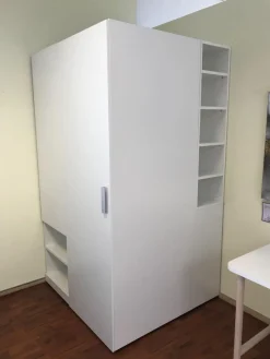 Wellemöbel Kleiderschränke|Begehbarer Eck-Kleiderschrank Modell ROOM X Reinweiß Kunststoff Melaminharzoberfläche Inklusive Beleuchtung