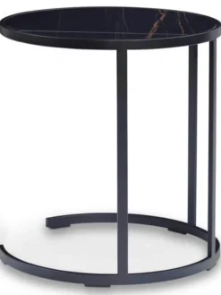 Christine Kröncke Beistelltische|Beistelltisch 45 1 Marmor Sahara Noir Schwarz Metallgestell Matt Schwarz