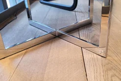 Draenert Beistelltische|Beistelltisch 1350 II Charme Platte Stein Leopard Grau Unterbau Hochglanz Chrom