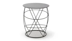 Rolf Benz Beistelltische|Beistelltisch 942-105 Stahl Rundrohr Gepulvert Silbergrau RAL7001