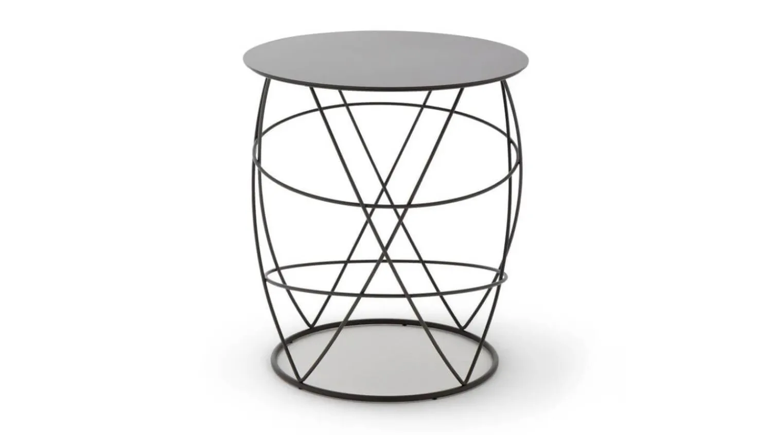 Rolf Benz Beistelltische|Beistelltisch 942-105 Stahl Rundrohr Gepulvert Silbergrau RAL7001