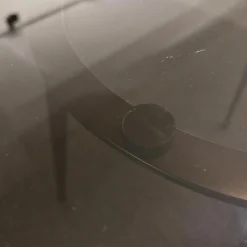 Draenert Beistelltische|Beistelltisch 1380 Tosca Farbglas Braun Gestell Stahlrohr Dunkelbronze