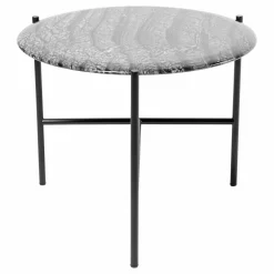 Meridiani Beistelltische|Beistelltisch Adrian 50R Platte Marmor Kenya MR2 Gestell Schwarz Matt Lackiert