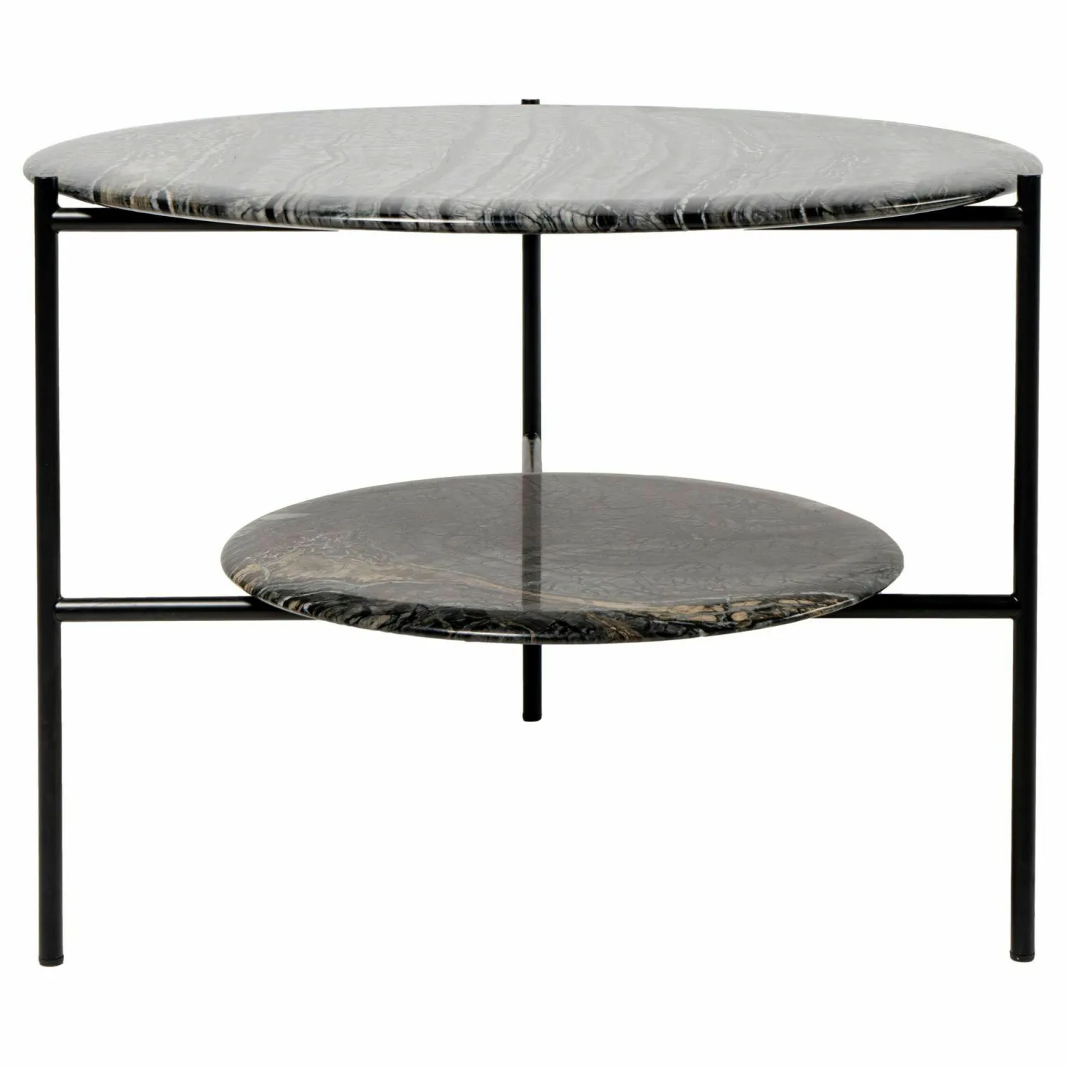 Meridiani Beistelltische|Beistelltisch Adrian 70R Platte Marmor Kenya MR2 Gestell Schwarz Matt Lackiert