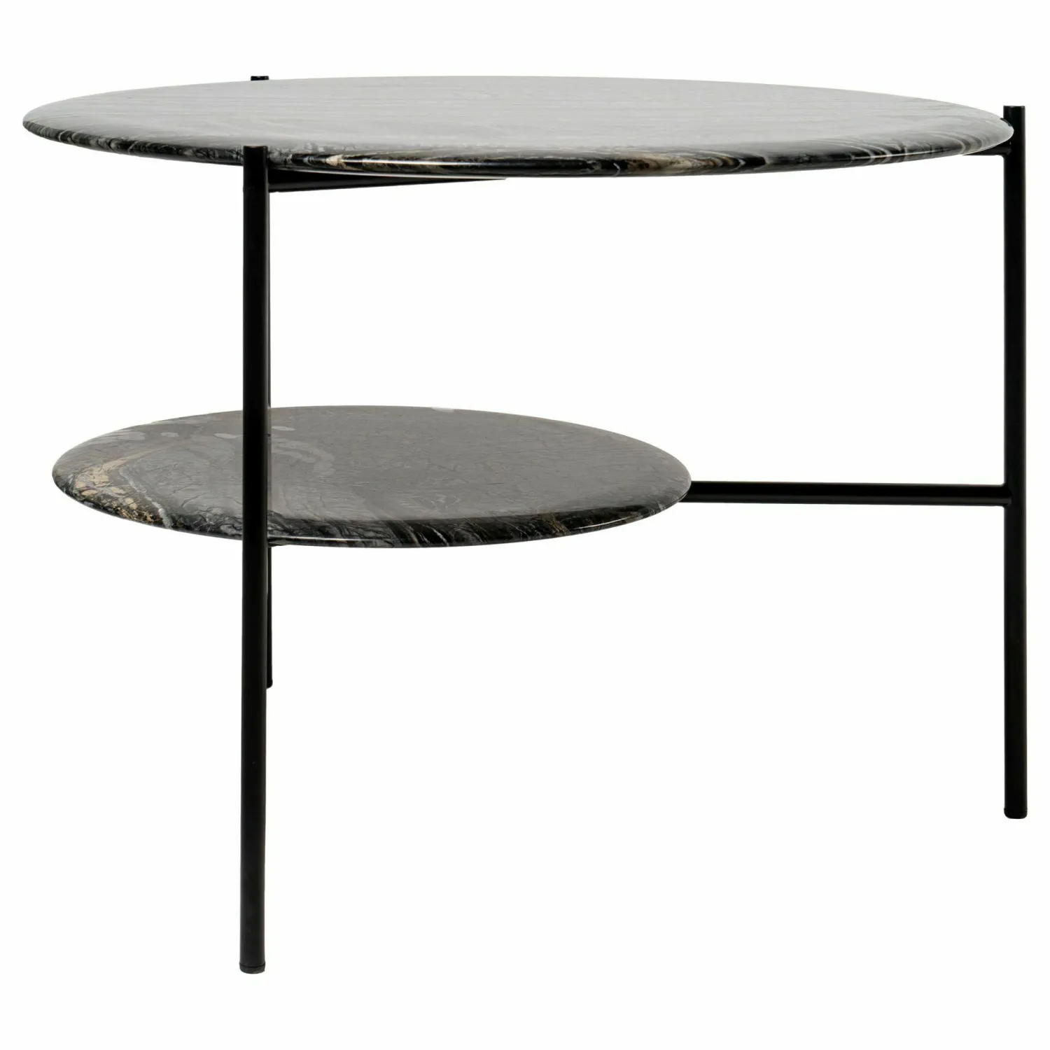 Meridiani Beistelltische|Beistelltisch Adrian 70R Platte Marmor Kenya MR2 Gestell Schwarz Matt Lackiert